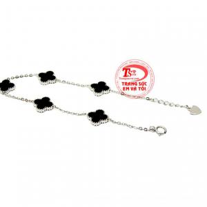 Lắc tay vàng trắng may mắn nhập khẩu Hàn Quốc, chế tác từ vàng tây 10k.