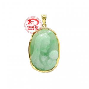 Mặt cẩm thạch Đức Mẹ bọc vàng được chế tác từ vàng 14k chất lượng cùng đá cẩm thạch chất lượng.