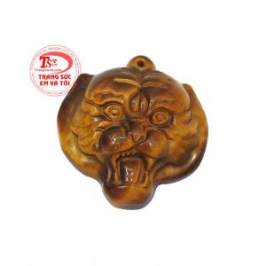 Mặt chúa sơn lâm mạnh mẽ được chạm khắc từ đá mắt hổ thiên nhiên.