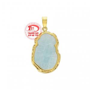 Để giúp sản phẩm càng thêm đẳng cấp thì các nhà chế tác đã lựa chọn đá aquamarine thiên nhiên để làm mặt dây phong thủy.