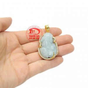 Mặt dây nam tỳ hưu aquamarine có giấy kiểm định đá quý uy tín