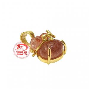 Mặt dây thạch anh tóc đỏ tài lộc nhận đặt chế tác theo yêu cầu. 
