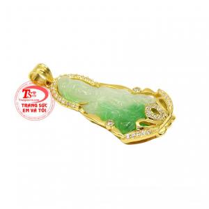 Mặt dây vàng Quan Âm cẩm thạch nhận đặt chế tác.