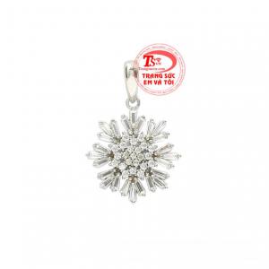 Mặt dây vàng trắng hoa tuyết được chế tác xinh xắn nhập khẩu từ Hàn Quốc chất lượng