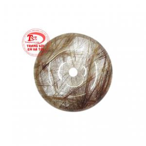 Mặt đồng xu thạch anh tóc đẹp thích hợp để bọc vàng hoặc bạc làm mặt dây đeo phong thủy. 