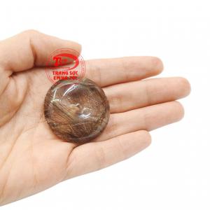 Mặt đồng xu thạch anh tóc đẹp có giấy kiểm định đá quý uy tín.