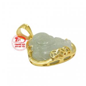 Ngọc cẩm thạch chạm khắc hình phật di lặc hoan hỉ, đẹp mắt.