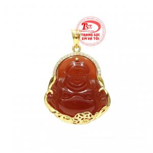 Mặt phật di lặc mã não thiên nhiên được chạm khắc vô cùng tinh xảo. 