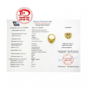 Nhẫn nam sapphire vàng rồng phượng có giấy kiểm định đá quý