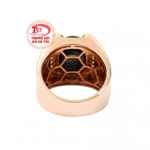 Nhẫn nam vàng hồng sapphire sang trọng có giấy kiểm định đá quý