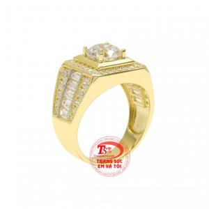 Nhẫn nam vàng tây xu hướng được chế tác tỉ mỉ, nhập khẩu tại Hàn Quốc.