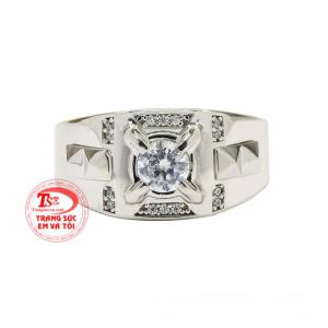 Nhẫn nam vàng trắng hào hoa Korea vàng 10k