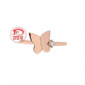 Nhẫn nữ hồ điệp vàng hồng nhận đặt chế tác theo yêu cầu.