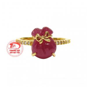 Nhẫn nữ Ruby lộc phát chất lượng nhận đặt chế tác theo yêu cầu.