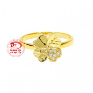 Nhẫn vàng cỏ may mắn 10k nhỏ xinh, nhận đặt chế tác theo yêu cầu.