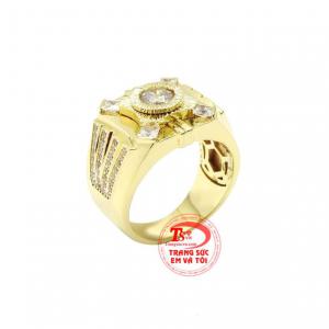 Nhẫn vàng phái mạnh thời thượng được chế tác kiểu dáng nam tính từ vàng 10k chất lượng. 