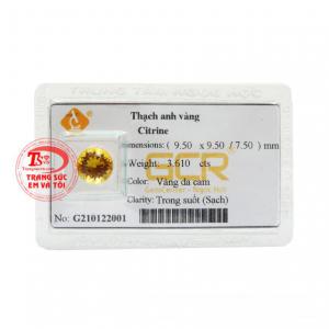 Viên thạch anh vàng tài lộc có giấy kiểm định đá quý từ trung tâm kiểm định uy tín. 