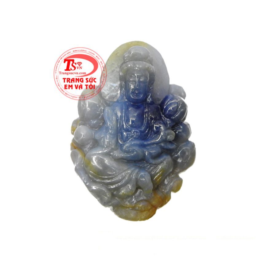 Phật Quan Âm saphir vượng khí chạm khắc tinh xảo từ đá saphir thiên nhiên chất lượng. 