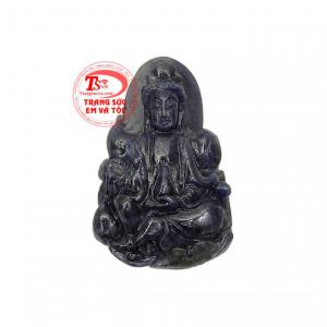 Phật Quan Âm saphir an nhiên có giấy kiểm định đá quý từ trung tâm kiểm định uy tín. 