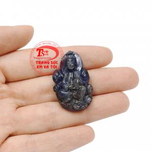 Phật Quan Âm saphir tịnh tâm có giấy kiểm định đá quý.