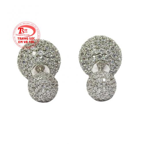 Hoa tai vàng trắng kiểu cách