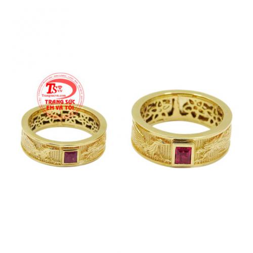 Nhẫn cưới ruby rồng phượng