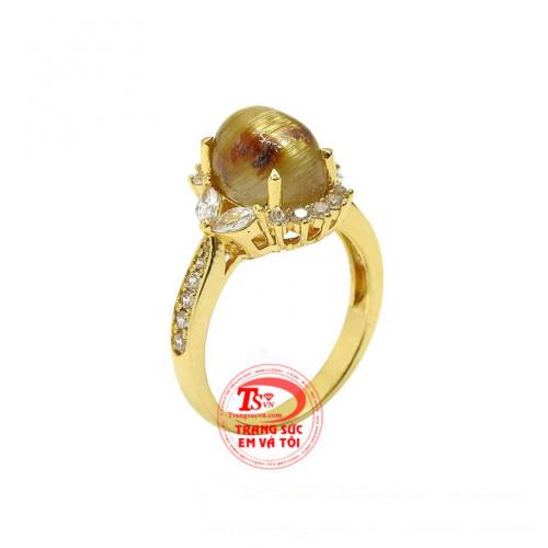 Nhẫn nữ thạch anh tóc thanh lịch