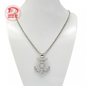 Bộ mặt dây nam vàng trắng là sự kết hợp nam tính giữa mặt dây chuyền mỏ neo độc đáo và dây chuyền vàng trắng Italy.