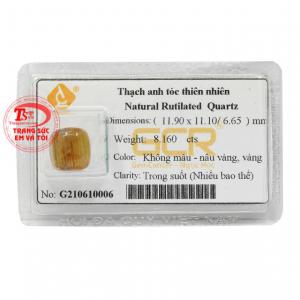 Đá ép vỉ thạch anh tóc thiên nhiên được chế tác sắc nét, màu sắc bắt mắt. 