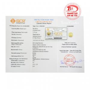 Đá thạch anh tóc cát tường có giấy kiểm định đá quý uy tín.