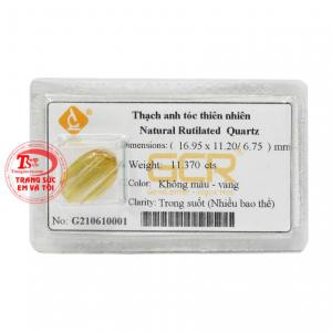 Đá thạch anh tóc ép vỉ được chế theo hình oval thường được gắn trên các trang sức nhẫn nam hay mặt dây chuyền.