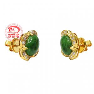 Hoa tai cẩm thạch sang trọng chất lượng có giấy kiểm định đá quý từ trung tâm kiểm định uy tín.