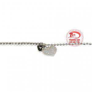 Lắc nữ vàng trắng trái tim nhận đặt chế tác theo yêu cầu của khách hàng.