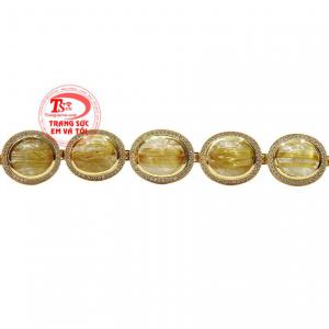 Lắc tay vàng thạch anh tóc nhận đặt chế tác theo yêu cầu.