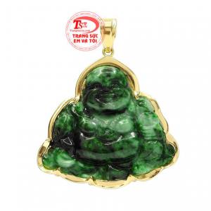 Mặt vàng Di Lặc cẩm thạch đẹp kết hợp cùng dây chuyền vàng hay dây cao su bọc vàng hợp thời trang, bền đẹp.