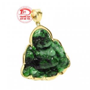 Mặt vàng Di Lặc cẩm thạch đẹp nhận đặt chế tác theo yêu cầu.