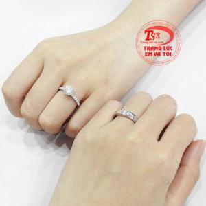 Nhẫn cưới vàng trắng mãi yêu nhận đặt chế tác theo yêu cầu.