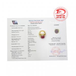 Nhẫn nam Ruby sao rồng vàng có giấy kiểm định.
