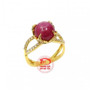 Nhẫn nữ ruby sao thanh tú có giấy kiểm định đá quý.