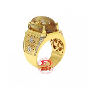 Nhẫn thạch anh tóc nam tính kiểu dáng hợp thời trang, bắt mắt. 