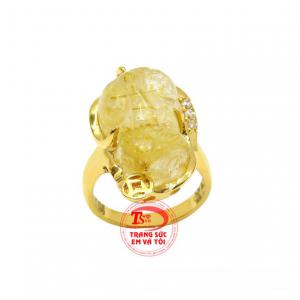 Nhẫn vàng nữ tỳ hưu may mắn thanh toán an toàn.